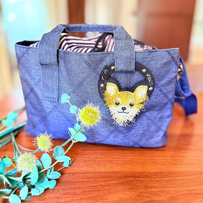 ふわふわの毛の刺繍☆ロングコートチワワのネームタグ☆.*˚名札、オーダー、お名前、刺繍 | 3枚目